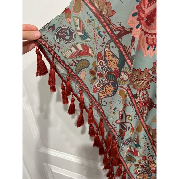 Soft Surroundings Floral Tassel Kimono Shawl Wrap Sz Small - Picture 4 of 12
